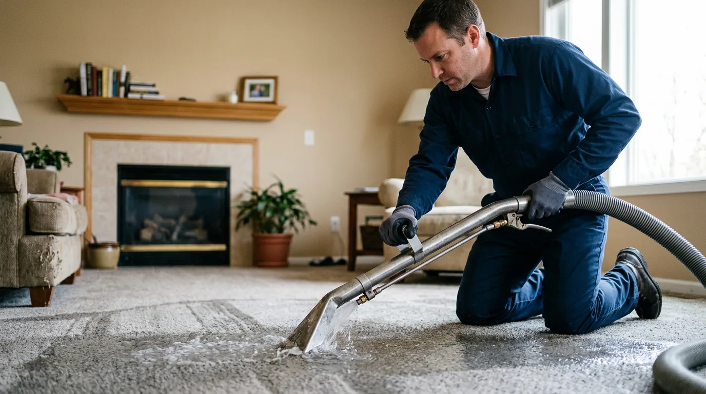 Water damage restoration technician working near Tonganoxie, KS